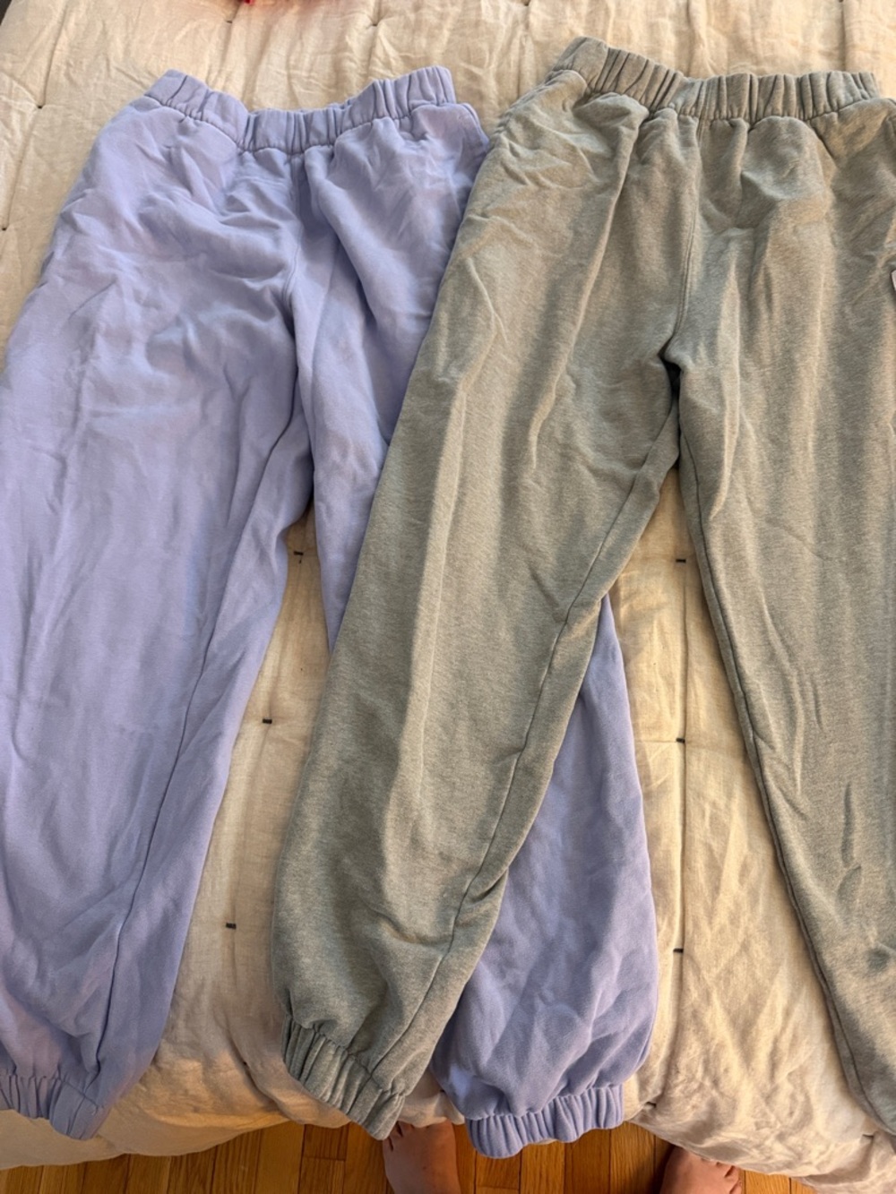 Gray and lilac Elastic Waist Sweatpants - hollister